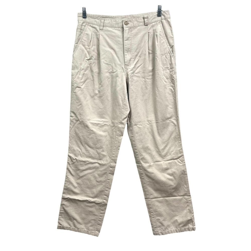 Giovanni Valentino Mens Pants Straight Pleated Pockets Beige W36 Made in Italy*